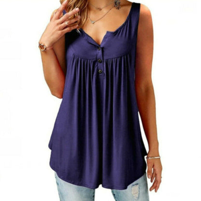 Sleeveless Casual V Neck T Shirt