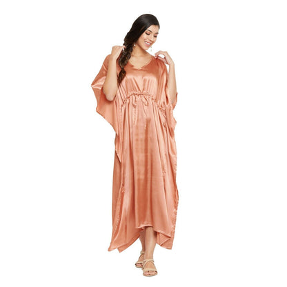 Women Kaftan Satin Kimono Sleeve Evening Gown