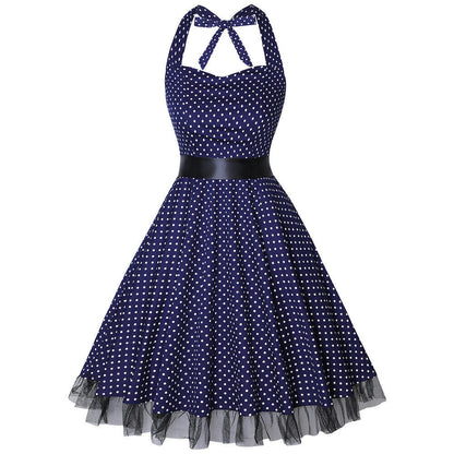 Women Vintage Halter 1950’s Rockabilly Pinup Dresses