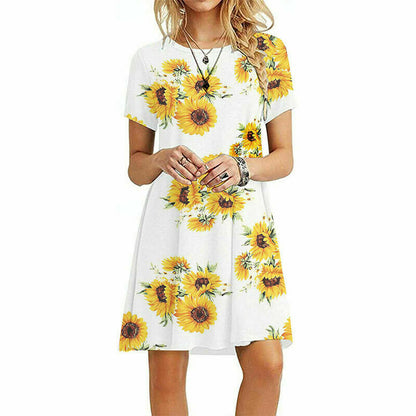 Floral Beach A Line Mini Dress