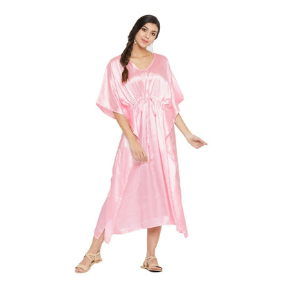 Women Kaftan Satin Kimono Sleeve Evening Gown