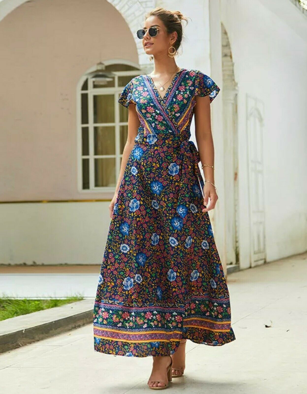 Women's Maxi Boho Floral Summer Beach Long Dress