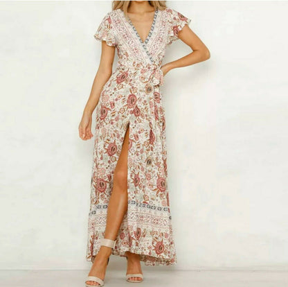 Women's Maxi Boho Floral Summer Beach Long Dress