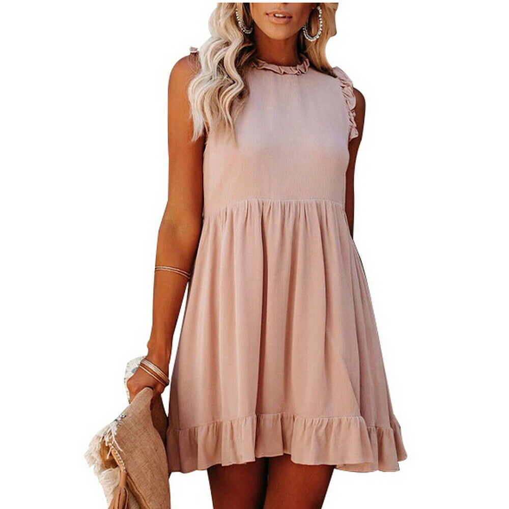 Casual Sundress Loose Ruffle Hem Dress