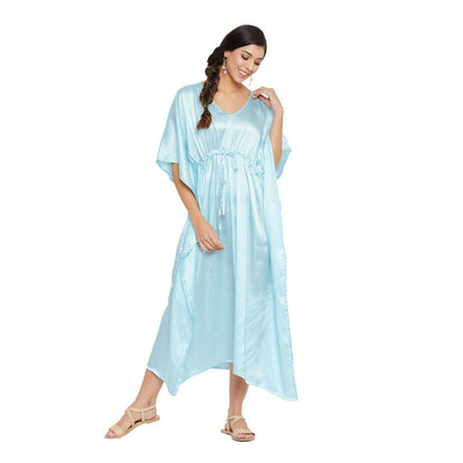 Women Kaftan Satin Kimono Sleeve Evening Gown