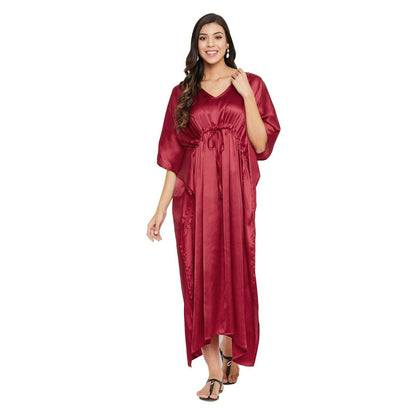 Women Kaftan Satin Kimono Sleeve Evening Gown