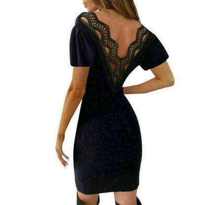 Women's Lace V Neck Bodycon Mini Dress