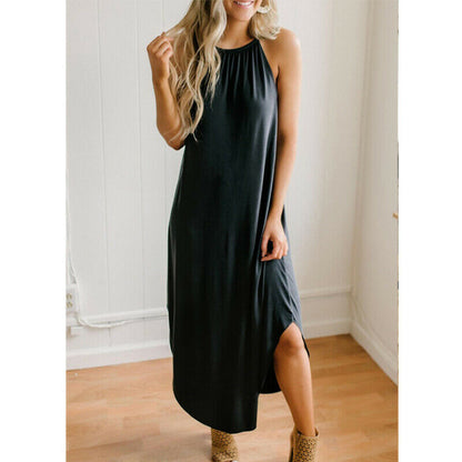 Crew Neck Ladies Sleeveless Maxi Dress