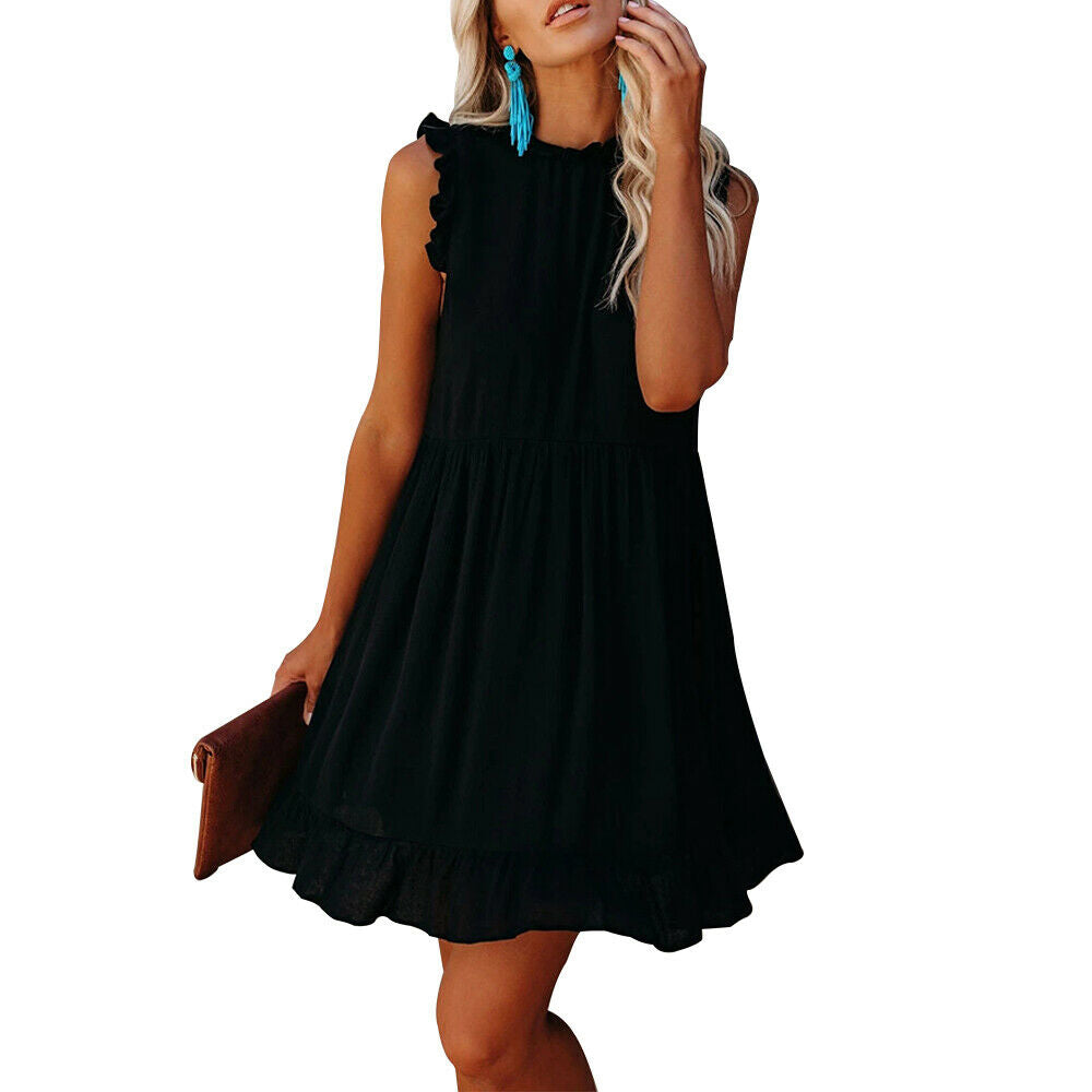 Casual Sundress Loose Ruffle Hem Dress