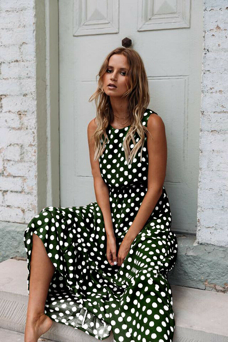 Summer Polka Dot Maxi Dress