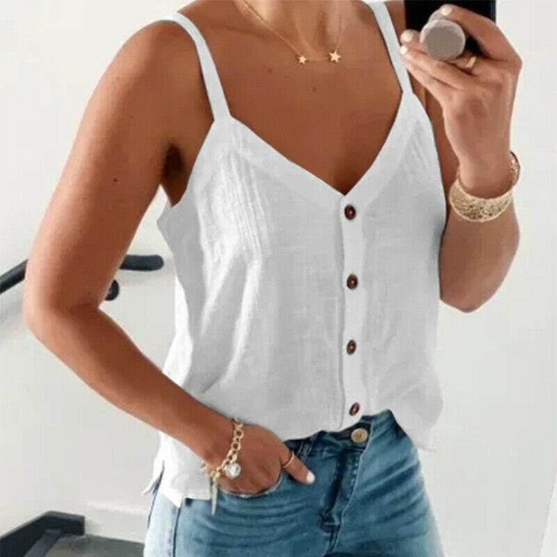 Sleeveless V Neck Tunic Tank T Shirt