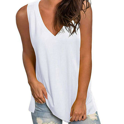 Casual V Neck Loose Tunic Tank Tops