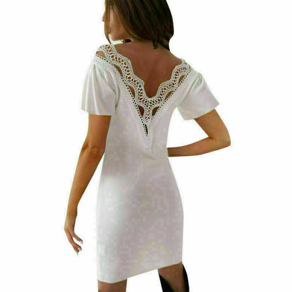 Women's Lace V Neck Bodycon Mini Dress