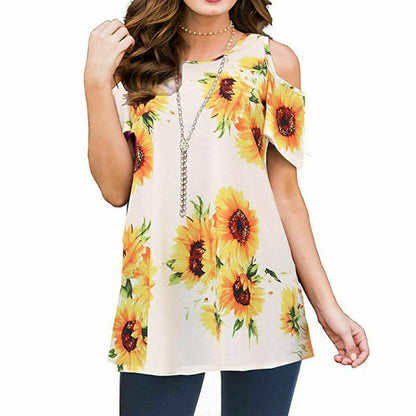 Women Cold Shoulder Printed Tops