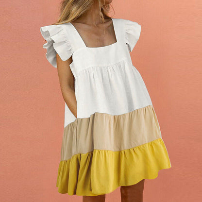 Casual Ruffle Sleeve Square Neck Summer Beach Dress